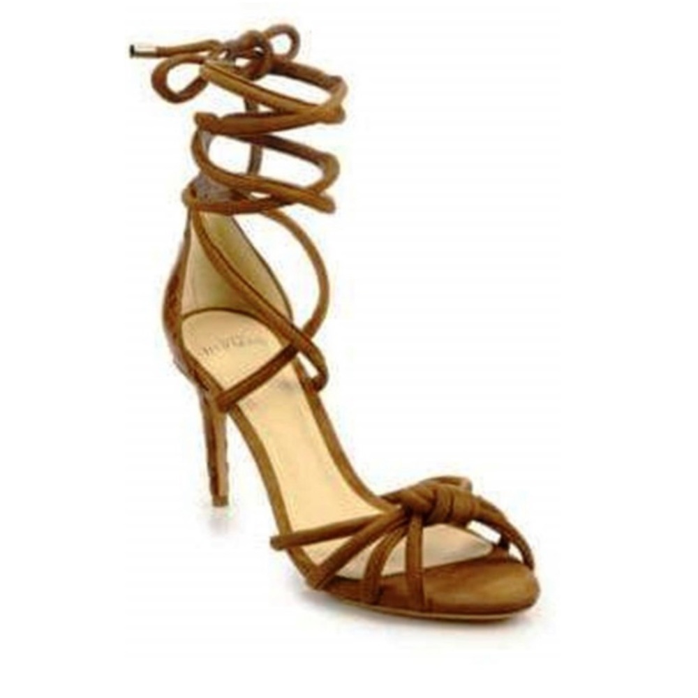 Great Condition.  Alexandre Birman
Brown Lana Knot Ankle-wrap Suede Sandals